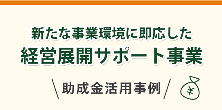 新たな事業環境に即応した経営展開サポート事業、助成金活用事例をご紹介